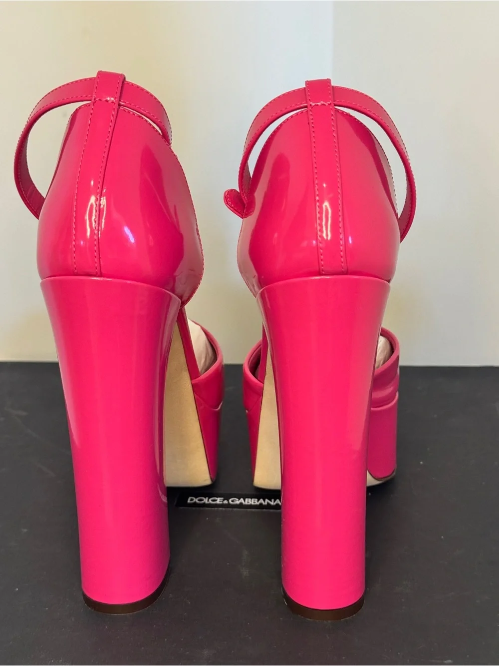 Dolce & Gabbana 145mm Pink Patent Leather Platform Pumps